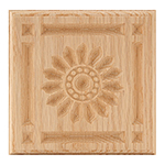 Red Oak 5-1/2" Sunflower Design Plinth Block