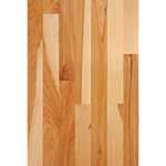 Prefinished <b>Clear Semi-Gloss</b> 3/4" x 3" Hickory Select Grade Flooring