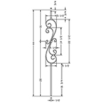 L.J. Smith 1/2" Hollow Iron Square Kneewall Baluster LIH-KW60144, Oil Rubbed Copper
