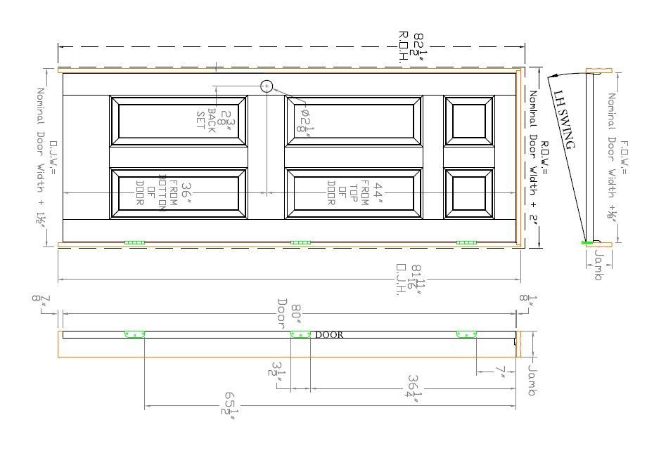 Engineered drawing for guidance on door specs and finished openings.