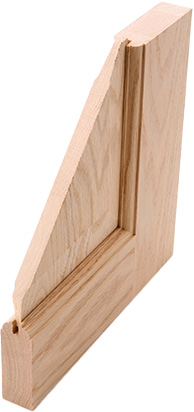 Cross-section example of a solid wood interior door.