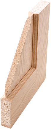 Cross-section image of a wood veneer door.