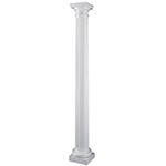 12" x 8' Fluted Round PermaCast&reg; Column with Tuscan Cap & Base