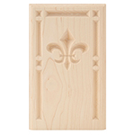 Maple 5-1/2" Fleur-De-Lis Design Base Block