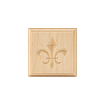 Maple 3" Fleur-De-Lis Design Plinth Block