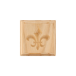 Red Oak 3" Fleur-De-Lis Design Plinth Block