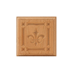 Cherry 3-1/2" Fleur-De-Lis Design Plinth Block