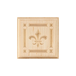 Maple 3-1/2" Fleur-De-Lis Design Plinth Block