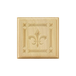 Poplar 3-1/2" Fleur-De-Lis Design Plinth Block