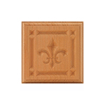 Cherry 3-3/4" Fleur-De-Lis Design Plinth Block