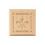 Maple 3-3/4" Fleur-De-Lis Design Plinth Block