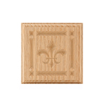 Red Oak 3-3/4" Fleur-De-Lis Design Plinth Block