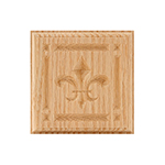 Red Oak 4" Fleur-De-Lis Design Plinth Block