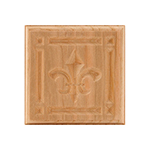 Cherry 4-1/4" Fleur-De-Lis Design Plinth Block