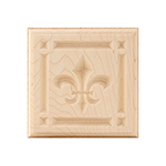 Maple 4-1/4" Fleur-De-Lis Design Plinth Block