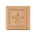Red Oak 4-1/4" Fleur-De-Lis Design Plinth Block