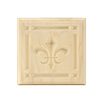 Poplar 4-1/4" Fleur-De-Lis Design Plinth Block