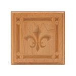 Cherry 4-1/2" Fleur-De-Lis Design Plinth Block