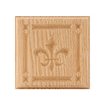 Red Oak 4-1/2" Fleur-De-Lis Design Plinth Block