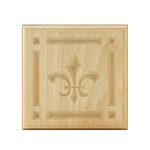 Poplar 4-1/2" Fleur-De-Lis Design Plinth Block