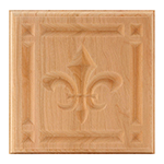 Cherry 5-1/2" Fleur-De-Lis Design Plinth Block