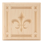 Maple 5-1/2" Fleur-De-Lis Design Plinth Block