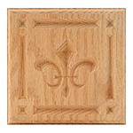 Red Oak 5-1/2" Fleur-De-Lis Design Plinth Block