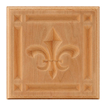 Cherry 5-3/4" Fleur-De-Lis Design Plinth Block