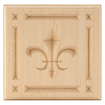 Maple 5-3/4" Fleur-De-Lis Design Plinth Block