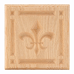 Red Oak 5-3/4" Fleur-De-Lis Design Plinth Block