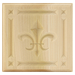 Poplar 5-3/4" Fleur-De-Lis Design Plinth Block