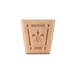 3-3/4" x 3-3/4" Red Oak Fleur De Lis Keystone