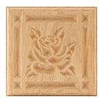 Red Oak 5-1/2" Rose Design Plinth Block