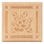 Red Oak 5-3/4" Rose Design Plinth Block