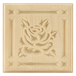 Poplar 5-3/4" Rose Design Plinth Block