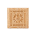 Red Oak 3-3/4" Sunflower Design Plinth Block