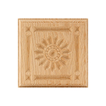 Red Oak 4-1/4" Sunflower Design Plinth Block