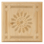 Poplar 5-3/4" Sunflower Design Plinth Block