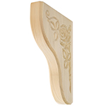 Poplar Rose Carved 1-1/2" Mantle Bracket