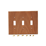 African Mahogany Hardwood Triple Switch Cover Plate