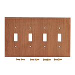 Brazilian Cherry Hardwood Quad Switch Cover Plate