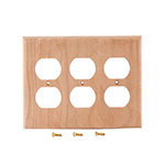 Cherry Hardwood Triple Receptacle Cover Plate