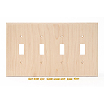 Maple Hardwood Quad Switch Cover Plate