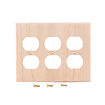 Maple Hardwood Triple Receptacle Cover Plate