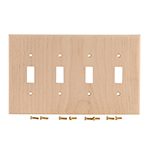 Alder Hardwood Quad Switch Cover Plate