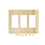 Poplar Hardwood Triple GFI Cover Plate