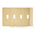 Poplar Hardwood Quad Switch Cover Plate