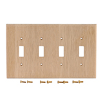 Quarter Sawn White Oak Hardwood Quad Switch Cover Plate