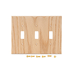 Red Oak Hardwood Triple Switch Cover Plate