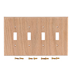 Red Oak Hardwood Quad Switch Cover Plate